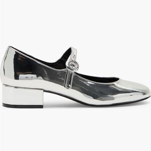Steve Madden Silver Sessily Mary Jane Short Block Heels